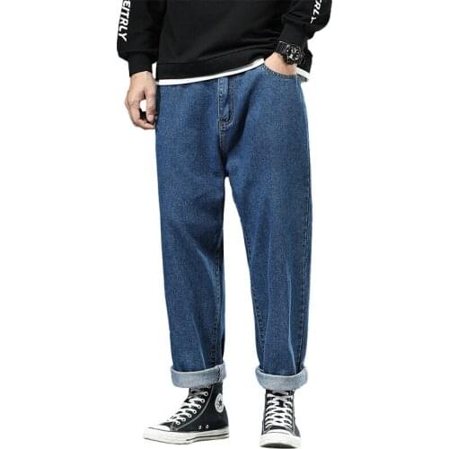 Spring Summer Fashion Mens Jeans Loose Straight Casual Wide Leg Pants Man Streetwear Korean Hip Hop Jeans Trousers Plus Size 42