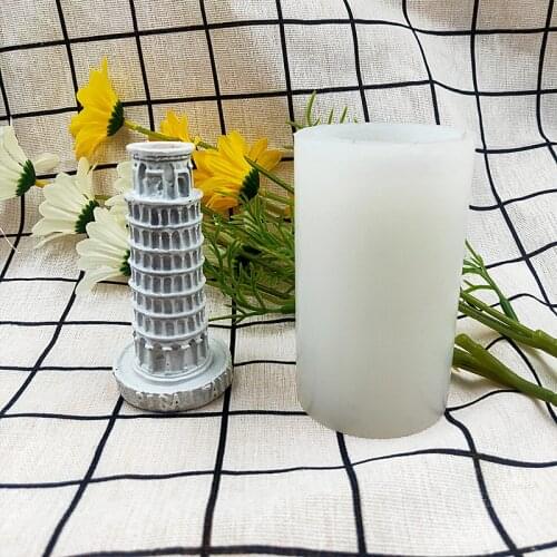 Mini Leaning Tower of Pisa Silicone Candle Mold Table Decor Architecture Fondant Baking Decorating Tool