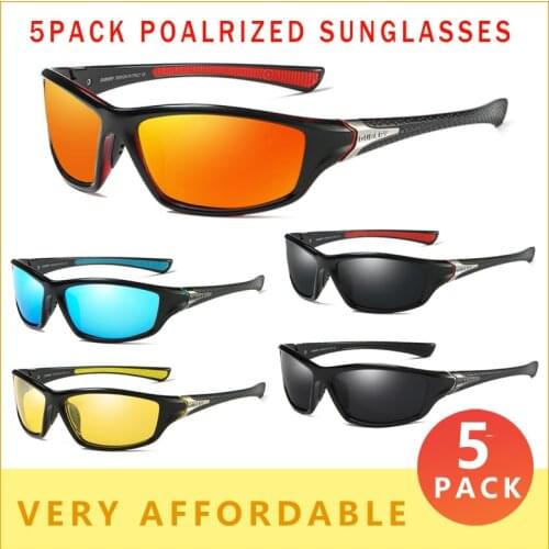 5 PACK DUBERY Polarized Sport Sunglasses Men Women Super Light Frame Sun Glasses Male Driveing Night Vision Lens Goggles CE N26