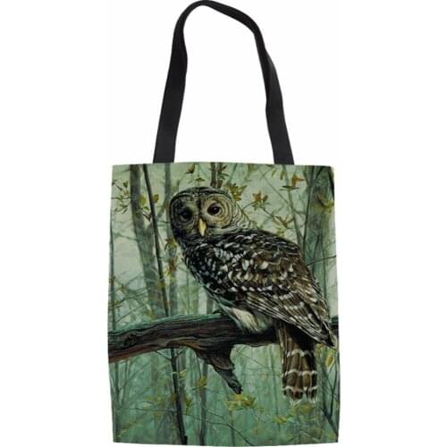Owl Tote Bags Canvas Womens Crossbody New 2018 Reusable Shopper Bag Canvas Handbag Shoulder Lady Hello Summer Beach Bag
