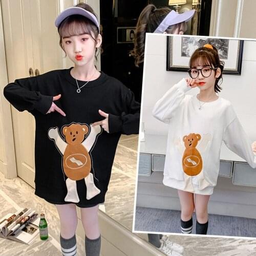 Girls' Hoodies Sweatshirts Babys Kids Outwear 2021 Bear Spring Autumn Top Toddler Pullover Formal Sport Cotton Childrens Cloth