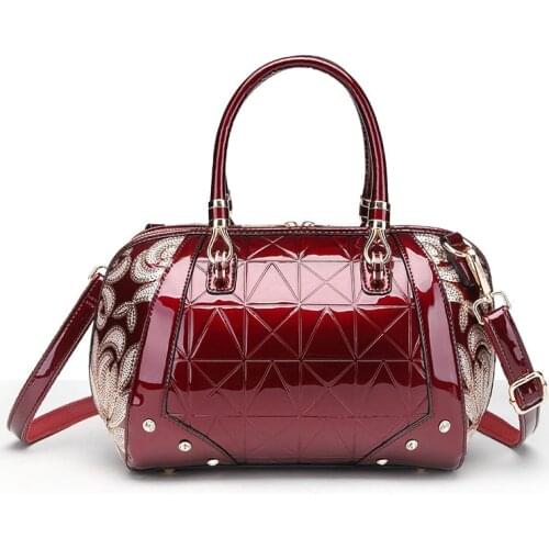 Womens Patent Leather Handbag Shoulder Crossbody Bag Womens Boston Bag