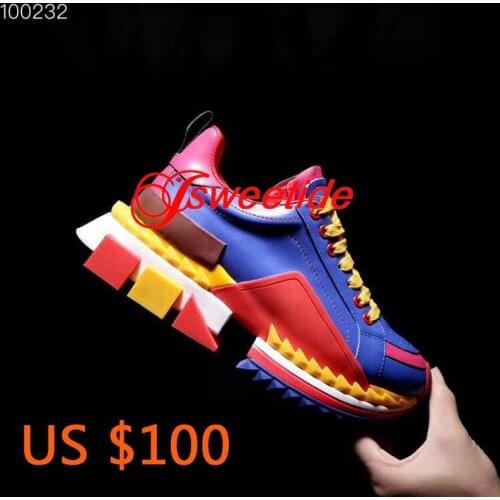 Luxury Designer Low Top Sneakers Women Round Toe Flats Slip Thick bottom Woman New Brand Genuine Leather Casual Shoes
