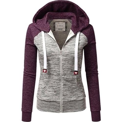 2018 Women Hoodies Sweatshirts Long Sleeve Hoody ladies Zipper Pocket Patchwork Women Hoodie Sweatshirt Woman Baseball Jacket Y1