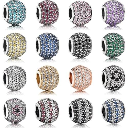 2019 New High Quality Fashion S925 Pink Red Silver Pave Ball Charm Bracelet Variety Beads Diy Original Women Jewelry Accessories