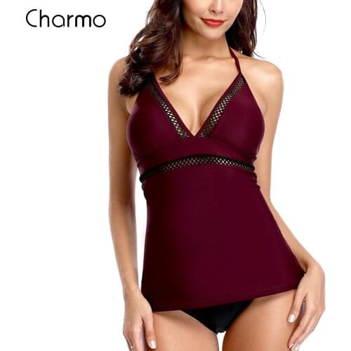 Charmo Swimsuit Women One-piece V Neck Women Bandaged Swimwear Retro Solid Color Bikini Vintage Bathing Suit rushed sexy dress