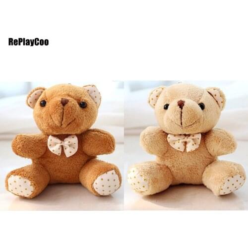 10Pcs/Lot Mini Teddy Bear Stuffed Plush Toys 10cm Small Bear Stuffed Toys pelucia Pendant Kids Birthday Gift Party Decor 077