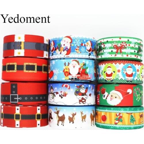 10 Yards 1'' 25MM Christmas Day Printed Grosgrain Ribbons For Hair Bows/ Gift Packaging DIY Handmade Materials Y19072402