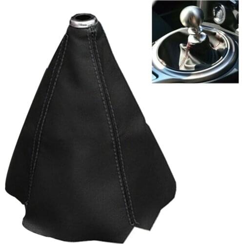 16mm Universal PU Leather Car Auto Gear Shift Collars Carbon Fiber Manual Shifter Gear Shift Boot Cover Gaiter