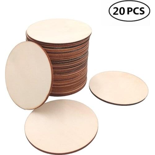 20pcs 50mm 1.96inch Unfinished Natural Wood Slices Circles Log Discs for Christmas DIY Craft Rustic Wedding Ornaments