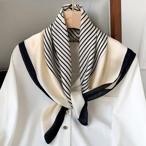2020 luxury winter fashion silk Scarf popular stripe Print Beach towel summer Sunscreen Scarves lady new style seaside headcloth