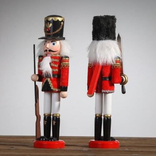 30cm Fine Nutcracker Wooden Crafts Vintage Handcraft Home Livingroom Decoration Ornaments Christmas Gifts