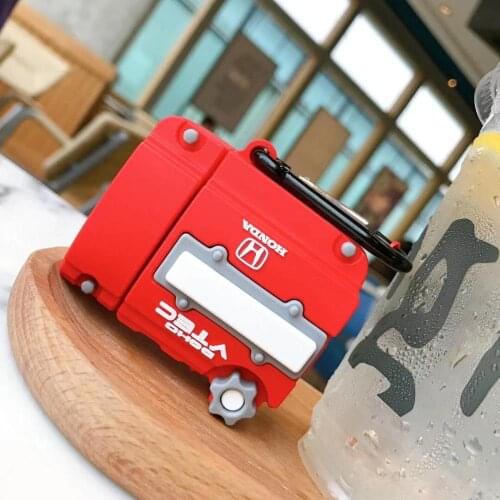 3D red engine mailbox Bluetooth wireless headset set silicone cover For Airpods 1 2 pro Earphone Protective anti-drop cases