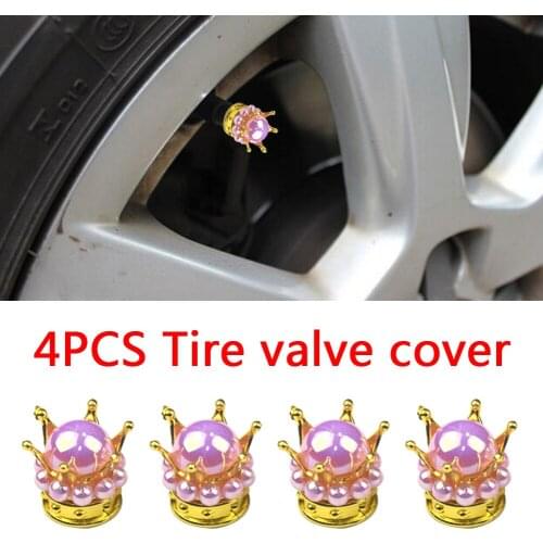 4pcs Car Bicycle Crown Wheel Tire Valve Caps Universal Dustproof Gold Crown Tyre Wheel Stem Air Valve Caps Tire Valve Caps
