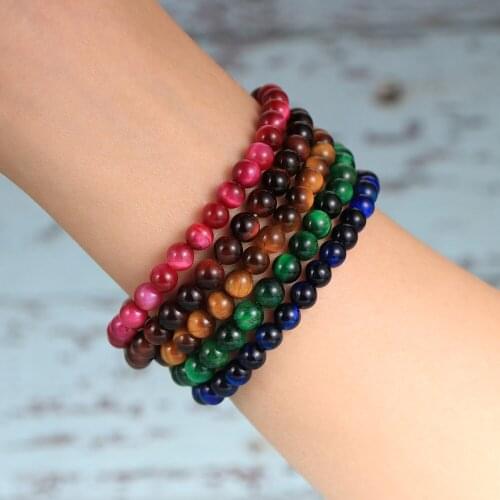 5A Top Quality 5 Colors Tiger Eye Buddha Bracelets Natural Stone Round Beads Men Women Bracelet 6/8mm Couple Jewelry