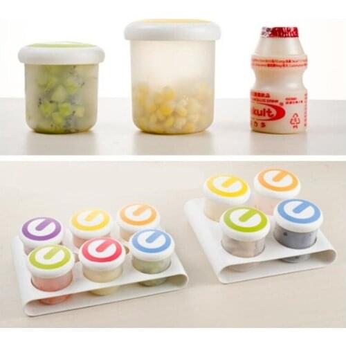 6 Piece/set BPA Free Baby Food Container Storage Platinum PP Baby Food Supplement Tray Ice Cube Box with Lid