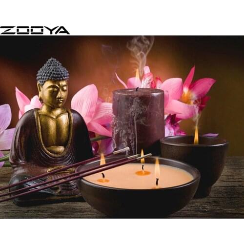 ZOOYA Diamond Embroidery Cross-Stitch Buddha Flower Candle Fragrant 5d DIY Diamond Painting Embroidered With Rhinestones R689