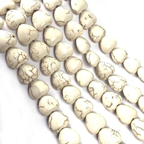 Natural semi precious stone beads White Turquoises heart-shaped DIY for making necklaces and bracelets 38CM