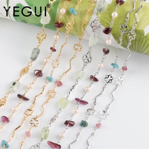 YEGUI C234,diy chain,18k gold plated,copper metal,rhodium plated,natural stone,charm,jewelry making,diy bracelet necklace,1m/lot