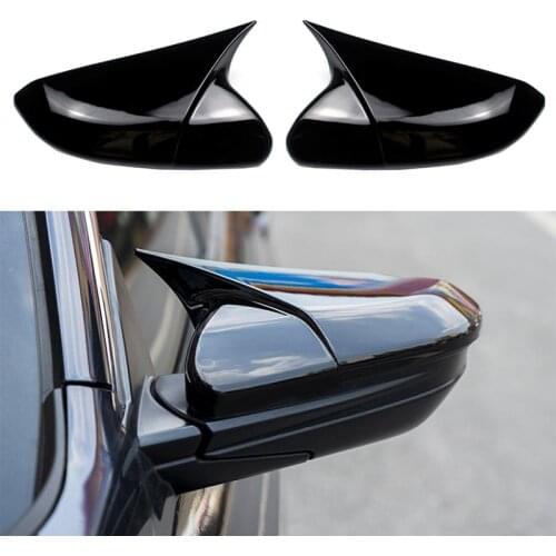 Black Horns Style Rearview Side Door Mirror Wing Cover For Honda Civic 2016 2017 2018 2019 2020 2021