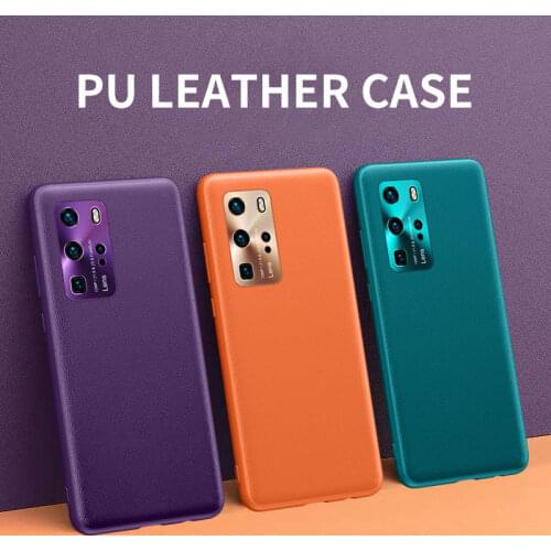 Luxury Original Camera Lens Protection Shockproof Silicone Metal PU Leather Case For Huawei P40 P30 Pro Plus Back Cover Fundas
