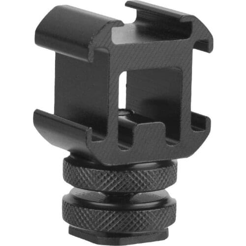 Camera Hot Shoe Holder, Triple Hot Shoe Base Mount Adapter Extend Holder for Microphone Monitor LED Video Light