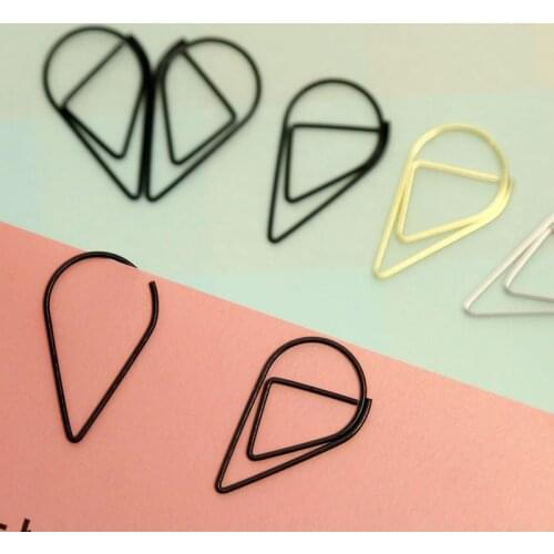 Drop water shaped paper clips style bookmark supplies school office stationery high quality metal paper clip