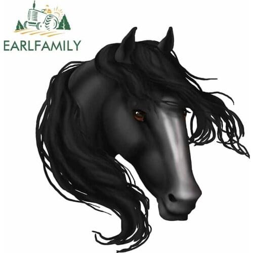 EARLFAMILY 13cm x 12.1cm for Horse Head Black Blaze Car Stickers Refrigerator Decal Surfboard Motorcycle Camper Vinyl Car Wrap