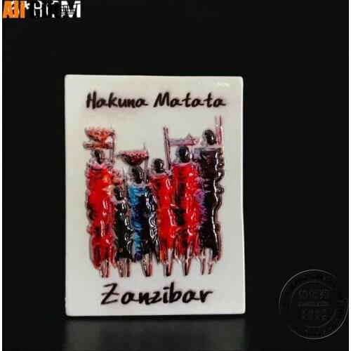 Hot Sale Refrigerator African Tanzania Zanzibar Ugandan Resin Magnet New Tourist Tourism Scenery Refrigerator Magnet Accessories