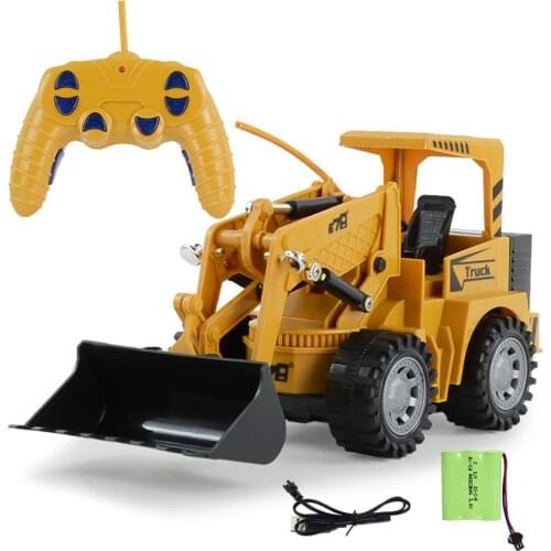 RC Excavator Toy with Fully Functional Remote Control Front Loader Tractor Scoop Load Carry and Dump Sand Dirt Rocks Beans