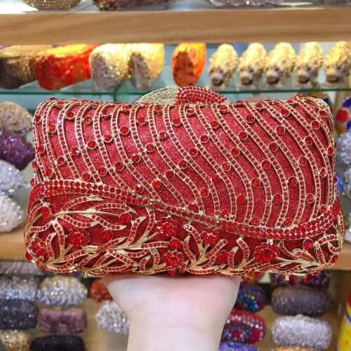 XIYUAN red/purple/sky blue crystal Diamond Clutch Purse Women Crystal Bags Evening Wedding Party Handbag Bridal Metal Minaudiere