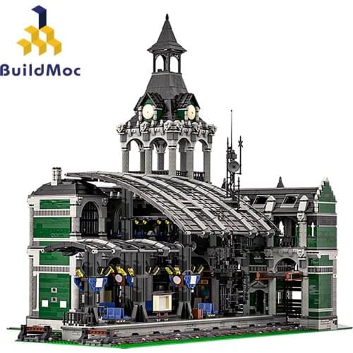 MOC Train Station Building Blocks City Street Scen Modular Construction Block Model MOC-37719 for Children Gift 12597 PCS Toys