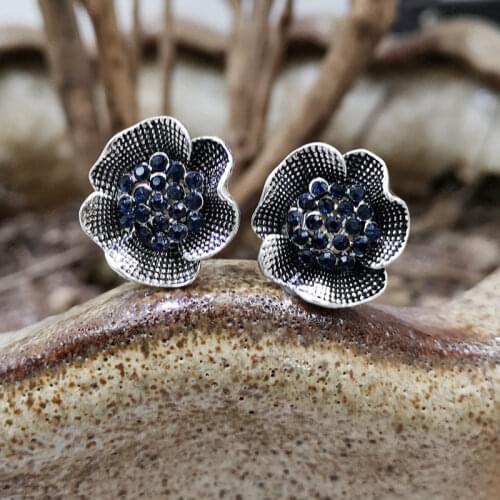 Korean Version of Fashion Black Big Flower Earrings For Women Personality Alloy Party Earings Wedding Statement Brincos