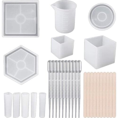 Round Coaster Molds Hexagonal Epoxy Resin Molds Glossy Silicone Mold for Agate Resin Coasters Cup Mats T5UF