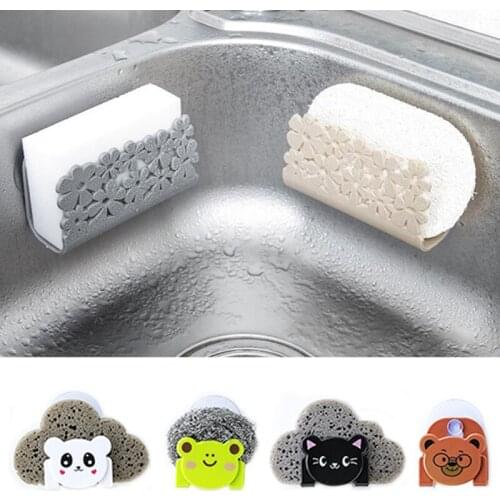 Kitchen storage box sink suction cup sponge rack washing soap storage rack cartoon drain rack fridge organizer kitchen tools