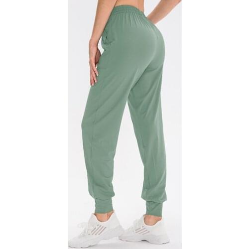 Tie Feet Pants Yoga Pockets Casual Fitness Female Leggings Running Workout Gym Clothing Seamless Loose Womens Sports Pants