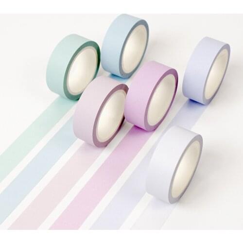 12 color Soft color paper washi tape 15mm*8m pure masking tapes Decorative stickers DIY Stationery school supplies