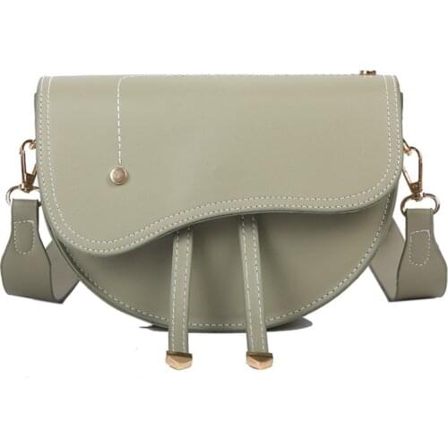 2021 Summer Popular Korean-Style Retro Messenger Wide-Strap Synthetic Leather Womens Saddle Bag
