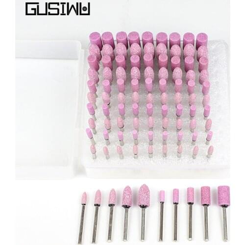 GUSIWU 100pcs Chrome Corundum Polishing Head Set Dremel Accessory Rotary Tools for Polishing Sharpening Stone Grinding Head Kit