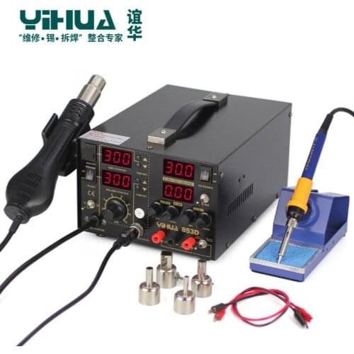 Hot Air Gun Rework Station 5A DC Power Supply 3 In 1 Functions Rework Soldering Iron Station YIHUA 853D 5A