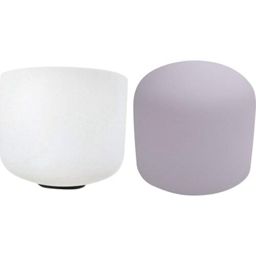 2 Pcs 8 Inch 432Hz Singing Bowl Sound Note Frosted Quartz Crystal Meditation with Rubber Ring, E Solar Plexus & C Root