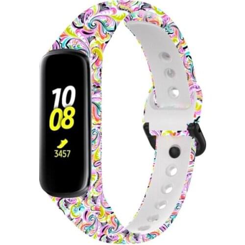 Suitable For Samsung Galaxy Fit2 Watchband Printed Pattern Smart Watch Strap Stainless Steel Watchband Bracelet Strap