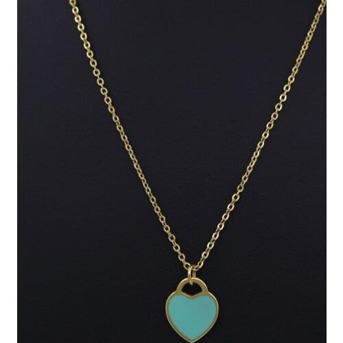 Luxury Brand Enamel Jewelry Women Gift Gold/Rose Gold Silver Colour Choker Chain Stainless Steel Heart Necklaces Pendants