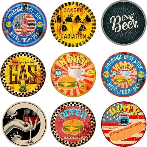 Vintage Decoration Beer Metal Tinplate Sign Retro Gas Plaque Wall Decor Plate Bar Pub Club Plate Dinner Art Poster 30x30cm