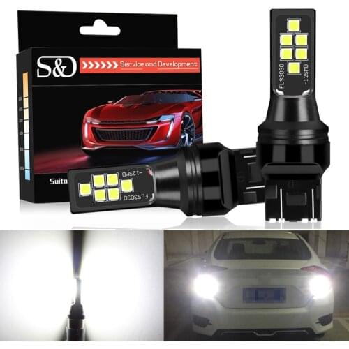 S&D T20 7443 W21/5W LED Car Light Bulbs 12 SMD 3030 Chips Tail Brake Reverse Lights White Red Yellow Auto Lamp 12V