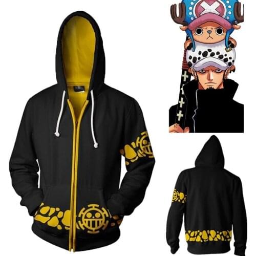 COSSUN Trafalgar Law Hoodie Trafalgar D Water Sweater One-Piece Sweatshirt Black and Gold Cosplay Costume Jacket
