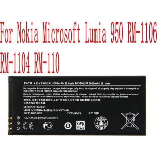 High Quality 3000mAh BV-T5E Battery For Nokia Microsoft Lumia 950 RM-1106 RM-1104 RM-110 Cell Phone