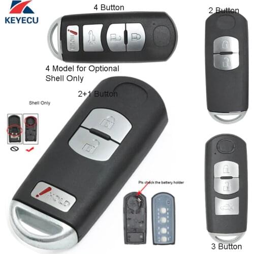 KEYECU Replacement Remote Car Key Shell Case Fob for Mazda 3 5 6 CX-5 CX-7 CX-9 RX8 Miata MX5 (Shell Only)