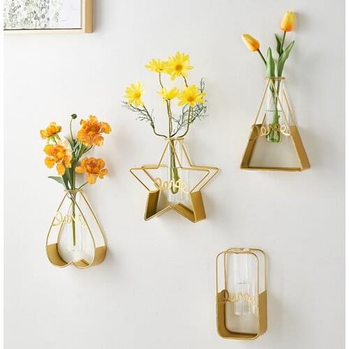 Iron Plant Shelves Nordic Home Decor Accessories Wall Decor Room Decoration Flower Racks Art Decorative Shelf Vase Wall Hanging
