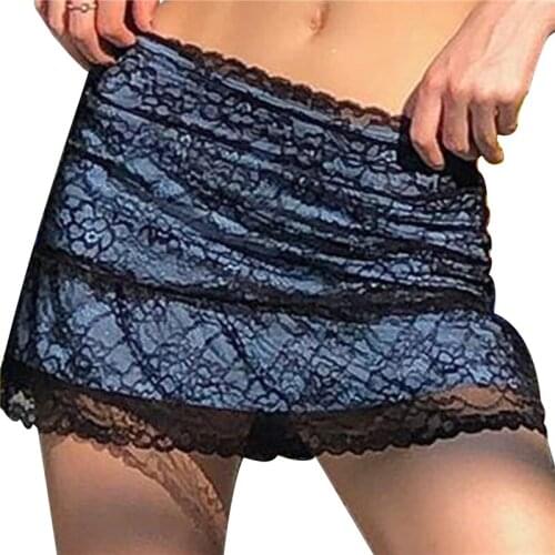 Harajuku Skirt Women Lace Mesh Patchwork Pleated Skirt Gothic A-Line Mini Skirt Bowknot Y2k Streetwear for Girls Gothic Clothes